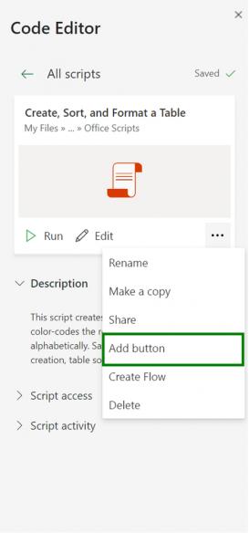 Office scripts can now run on windows via a button